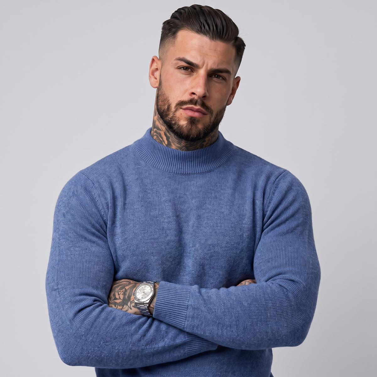 Rockwell | Men's Ribbed Knit Mock Neck Jumper Long Sleeve