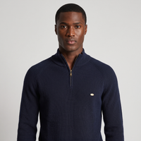 Ruskin | Men's Quarter Zip Ribbed Knit Jumper Stand Collar