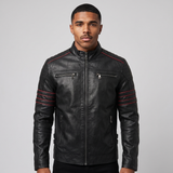 Gregor | Men's Biker Zip-Up Jacket Black and Brown