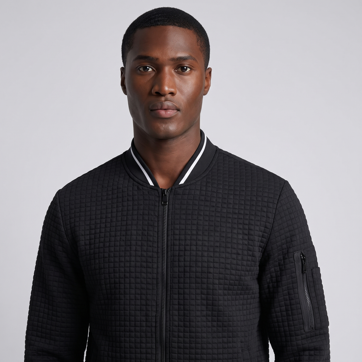 Percival | Men's Textured Full Zip Bomber Jacket