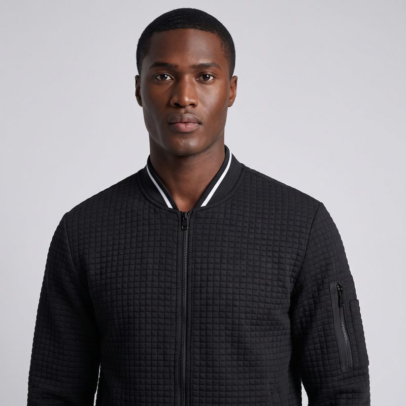 Percival | Men's Textured Full Zip Bomber Jacket