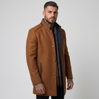 NOLA model wearing stand collar mid-length coat