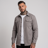 NOLA model wearing long sleeve shirt jacket button up