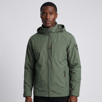 NOLA model wearing hooded lightweight jacket