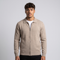 NOLA model wearing full zip collared knit jacket