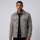 Balthazar | Men's Button-Down Plaid Jacket in Grey and Taupe