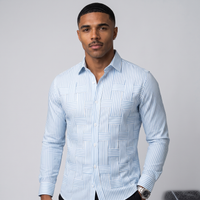 NOLA model wearing smart casual striped button up shirt