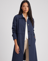 Rosanna | Women's Button-Front Mid-Length Trench Coat Dark Blue and Black