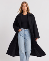 Letizia | Women's Black Long Oversized Trench Coat