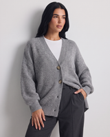 Doriane | Women's Oversized Button-Front Cardigan in Beige and Grey