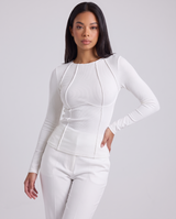 Cesarine | Women's Fitted Ribbed Long Sleeve Top