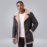 Ashcombe | Men's Faux Suede Sherpa Lined Double-Breasted Coat