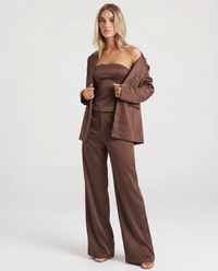 Aimee Satin Three-Piece Set - Brown - pose 2