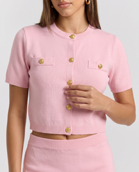 Gracie Gold Button Knit Co-ord Set - Pink - close-up