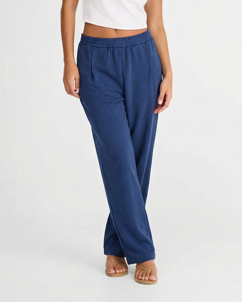 Freya | Casual Wide Leg Joggers Navy Blue Relaxed Fit