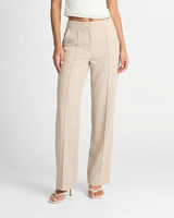 Pearl | High-Waist Front Seam Tailored Wide-Leg Summer Trousers in Cream