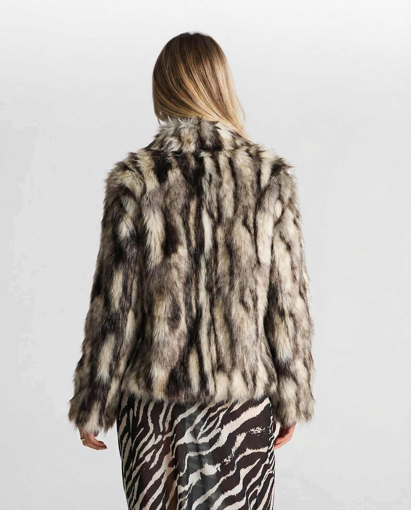 Cara | Zebra Print Cowl Neck Chiffon Crop Top