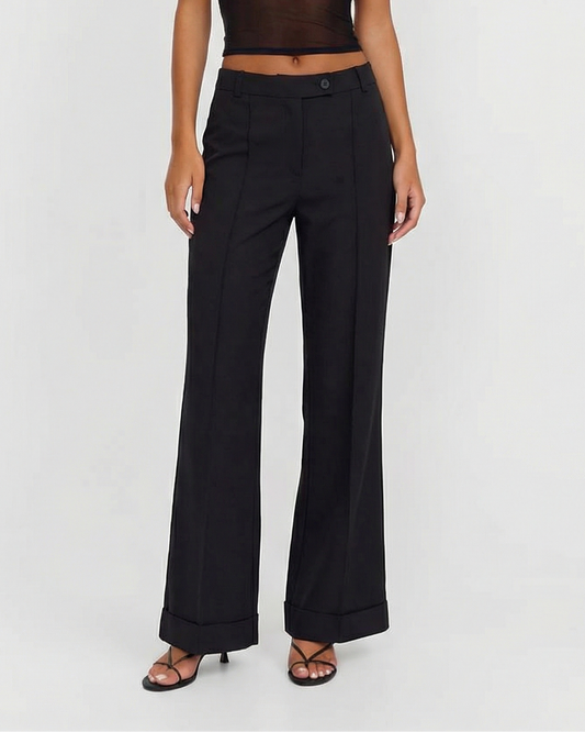 Liv | Elegant Tailored Flared Trousers Black Wide Leg