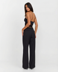 Liv | Elegant Tailored Flared Trousers Black Wide Leg