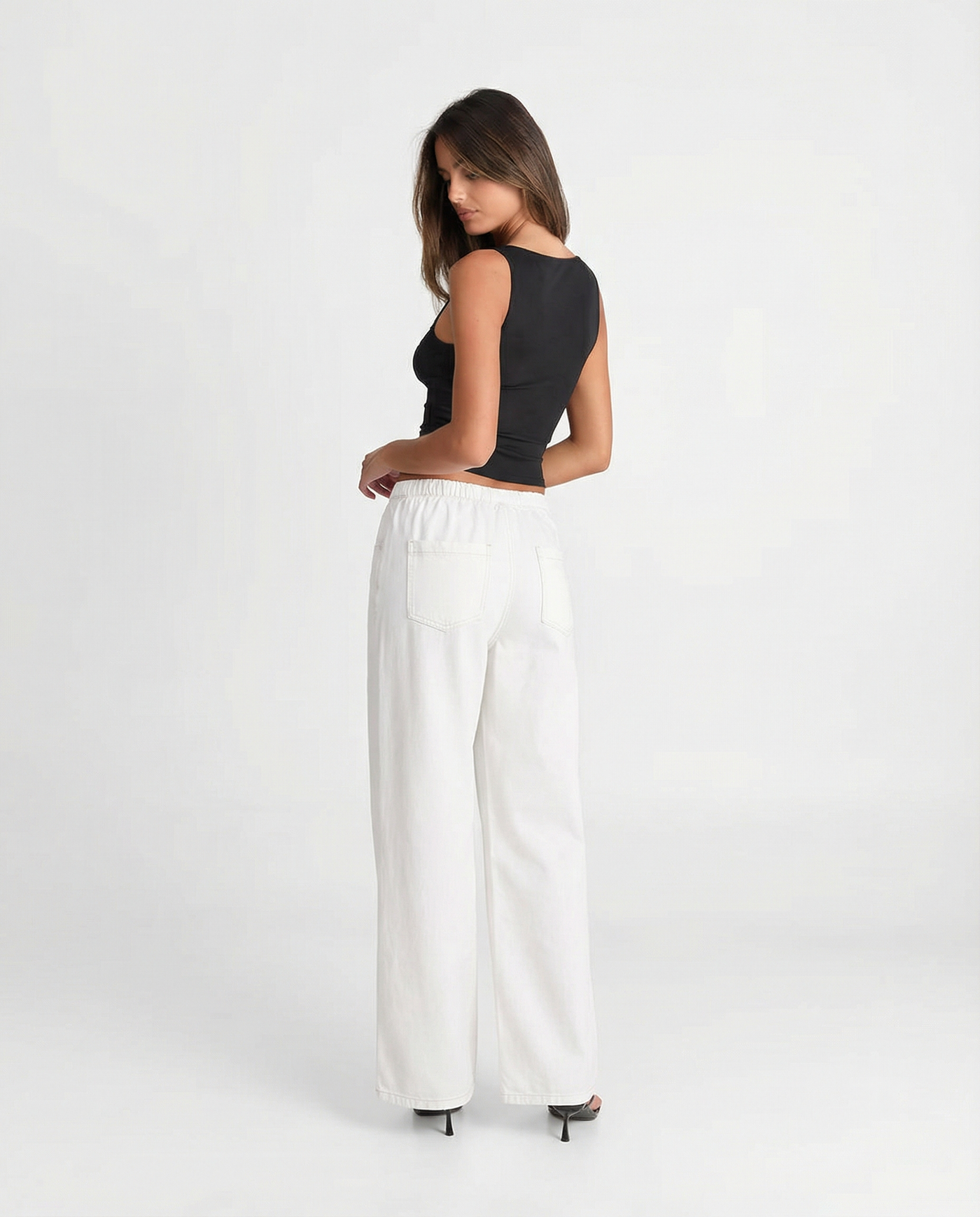 Willow | Drawstring Wide-Leg Cotton Trousers with Contrast Stitching