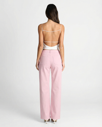 Josephine | High-Rise Diamond Rhinestone Straight-Leg Jeans in Pink