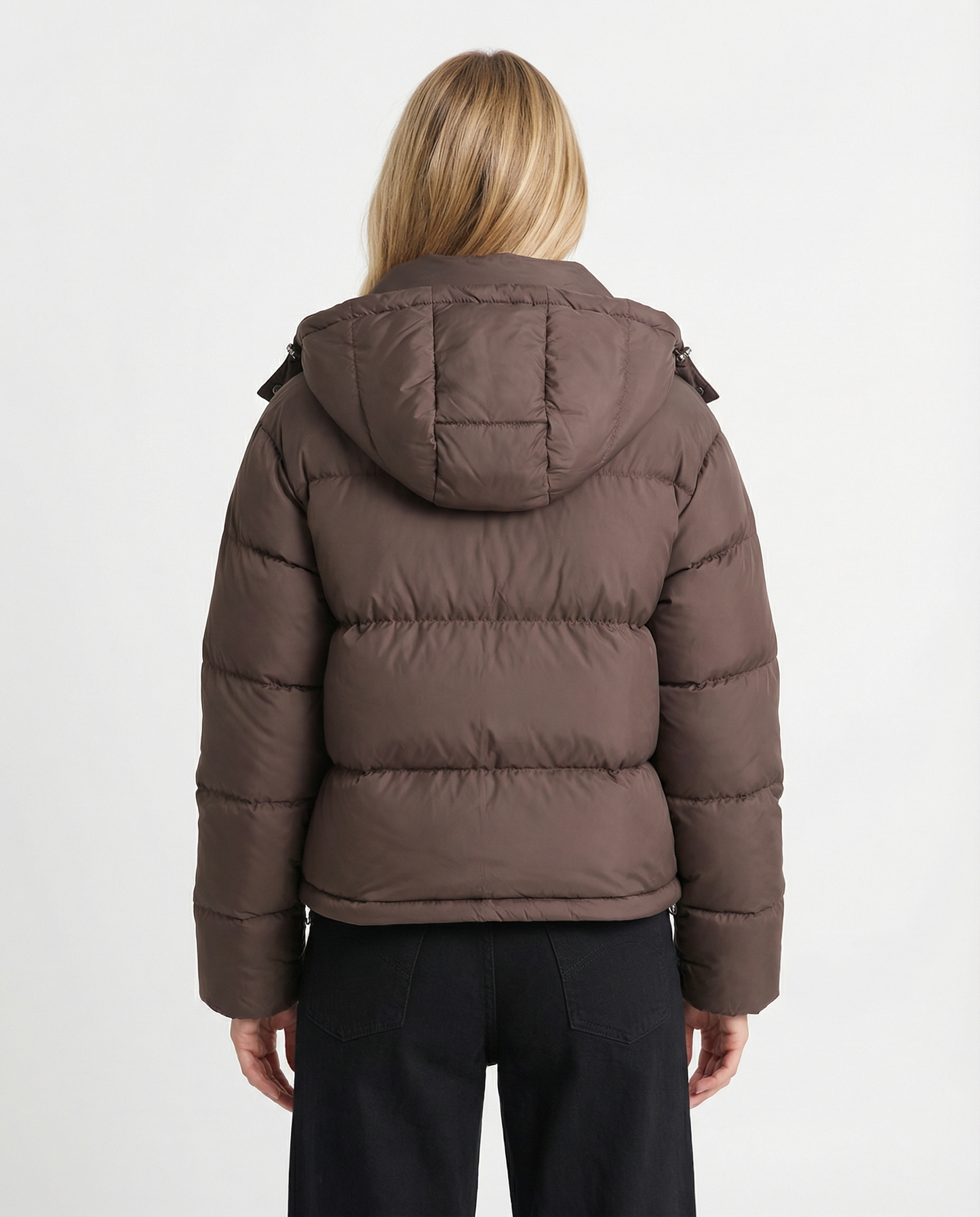 Margot | Cropped Puffer Jacket Brown Hooded