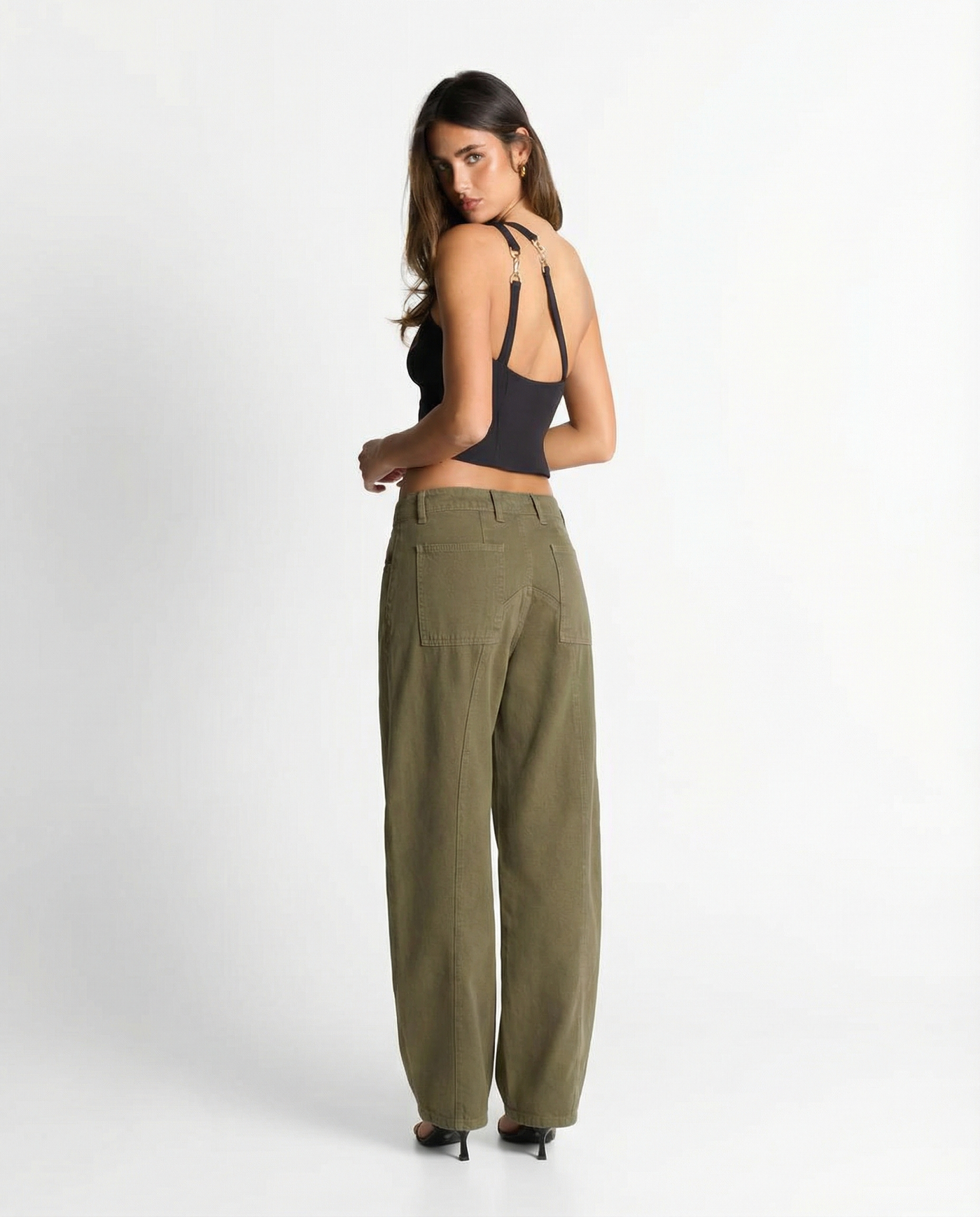 Amelia | High-Waist Utility Cargo Wide-Leg Trousers with Flap Pockets