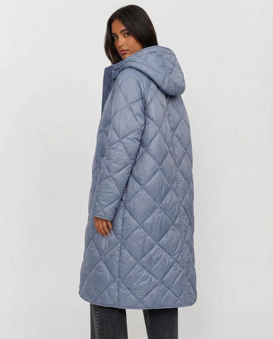 Lola | Winter Quilted Jacket Puffer Blue Long Hooded