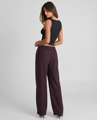 Evie | Drawstring Brushed Terry Wide-Leg Trousers with Gold-Tone Aglet