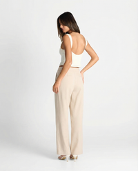 Pearl | High-Waist Front Seam Tailored Wide-Leg Summer Trousers in Cream
