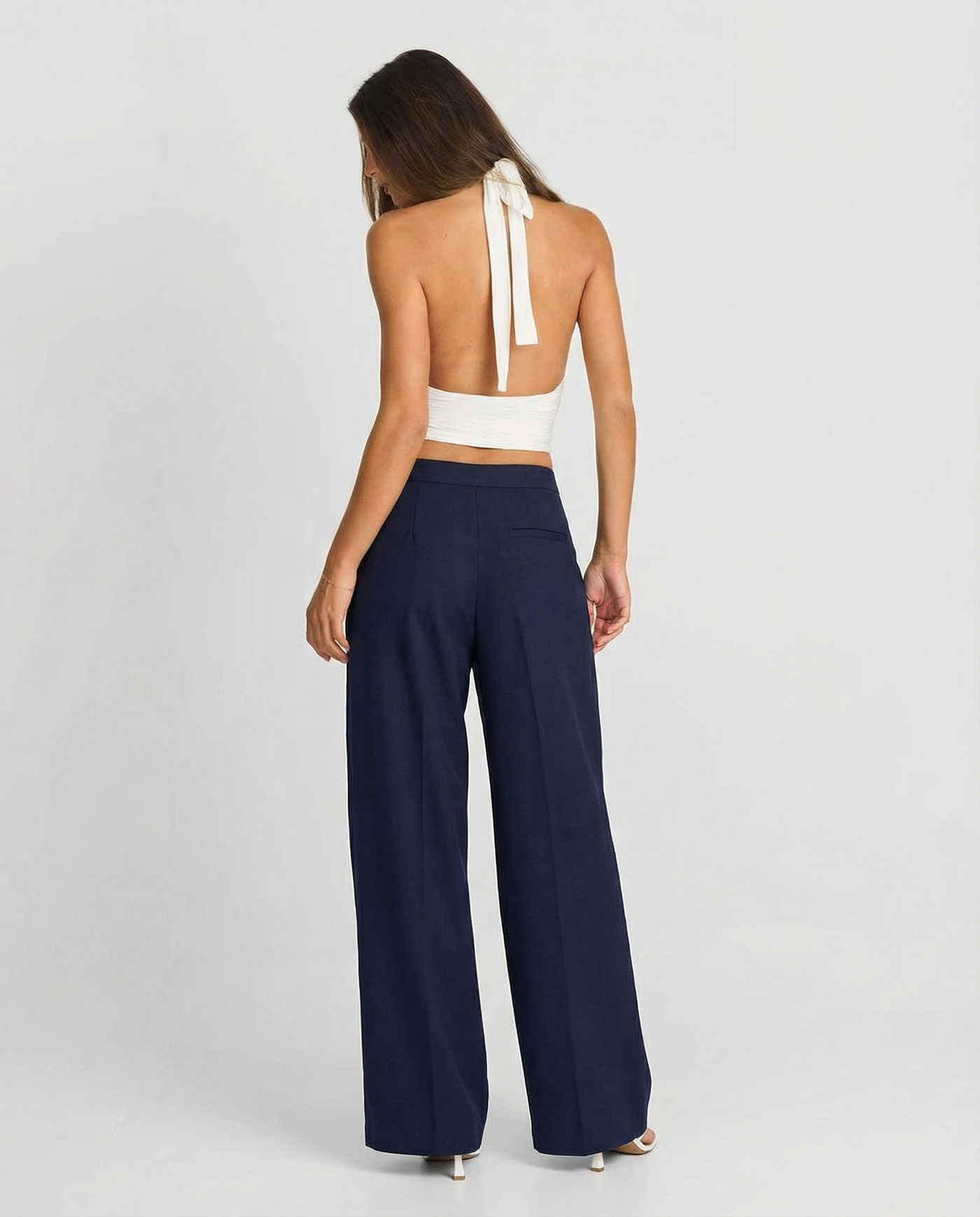 Tallulah | Wide Leg Pleated Trousers Navy