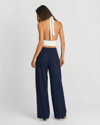 Tallulah | Wide Leg Pleated Trousers Navy
