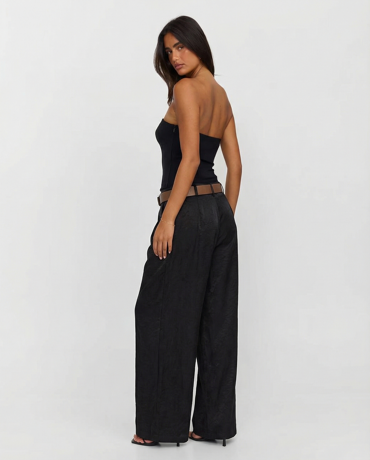 Aimee | High-Waist Front-Pleat Flowing Wide-Leg Satin Trousers