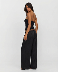Aimee | High-Waist Front-Pleat Flowing Wide-Leg Satin Trousers