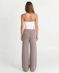 Tabitha | Ribbed Waist Vertical Seam Knitted Wide-Leg Trousers