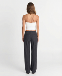 Verity | High-Waist Vertical Seam Wide-Leg Jersey Trousers in Charcoal