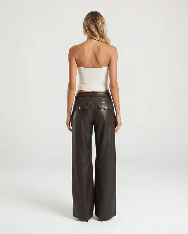 Una | leather wide leg pants
