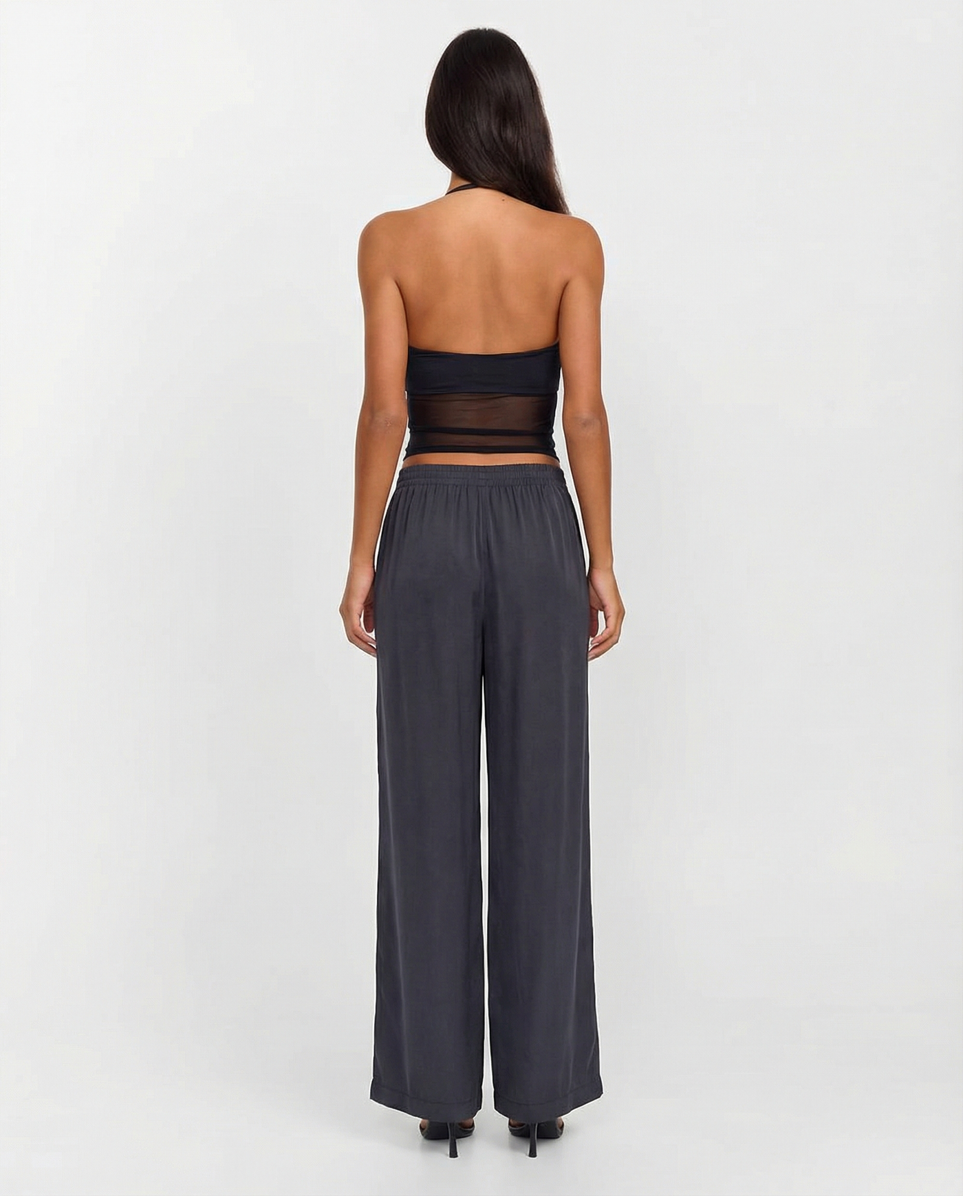 Maddison | High-Waist Pleated Pocket Wide-Leg Linen Trousers in Black