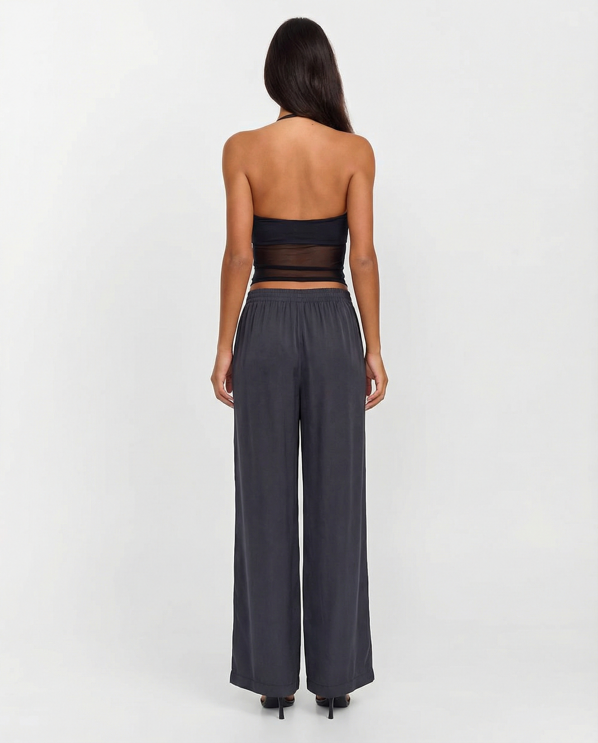 Maddison | High-Waist Pleated Pocket Wide-Leg Linen Trousers in Black