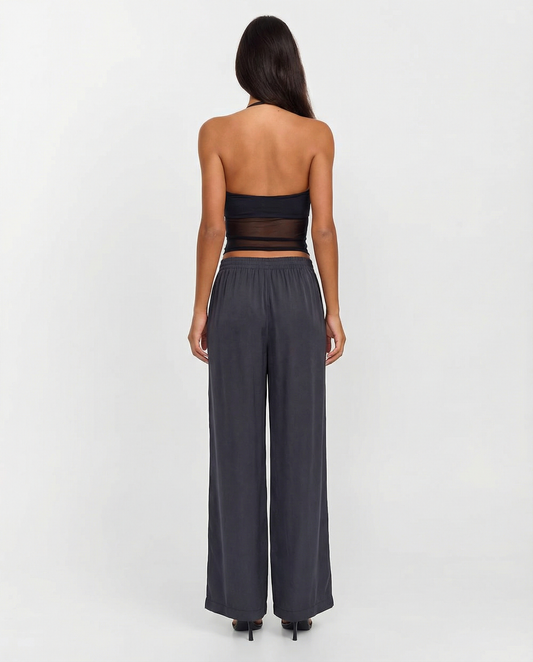 Willa | Casual Wide Leg Trousers Black Pleated