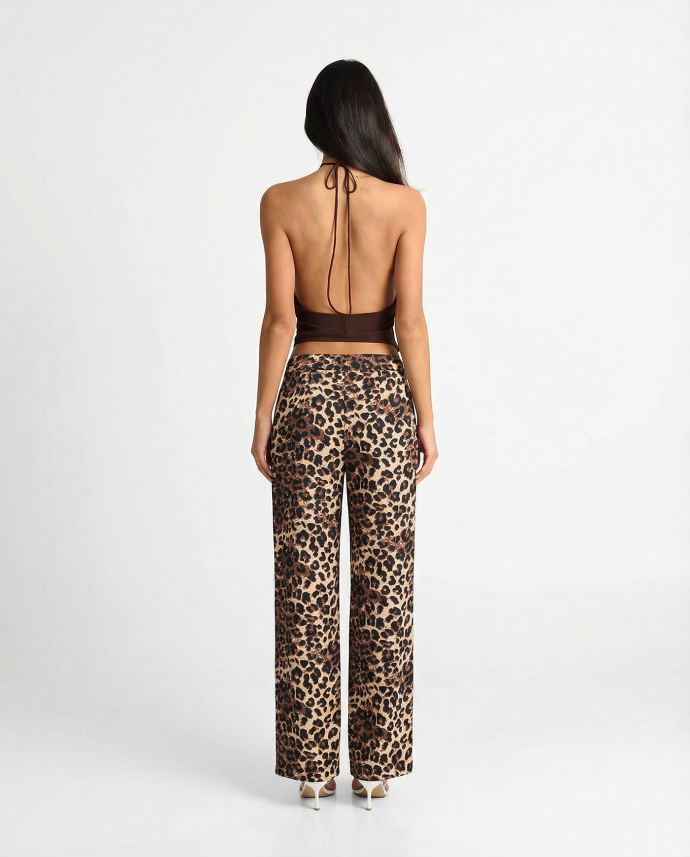 Vera | Leopard Print Wide Leg Trousers Cream Black
