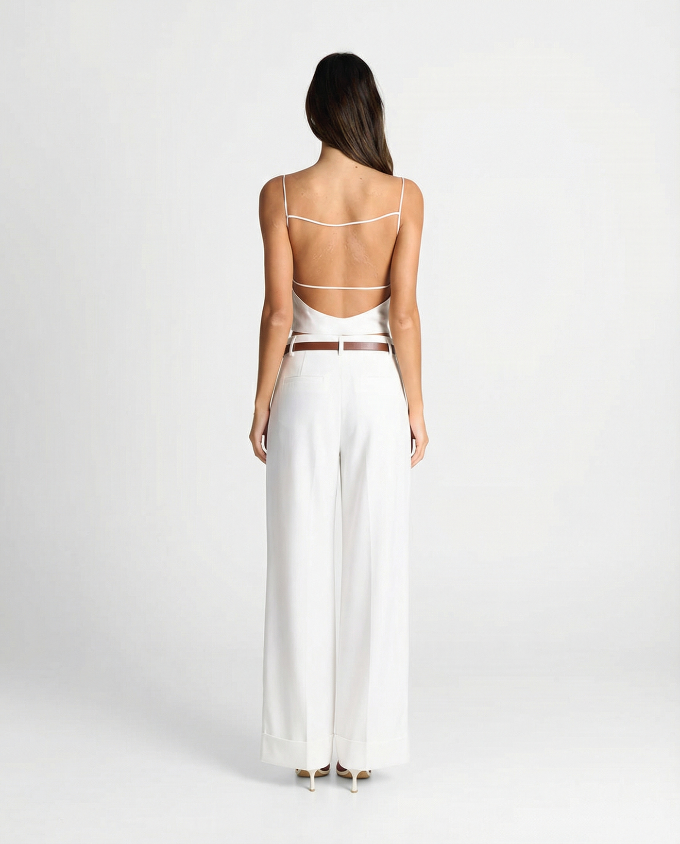 Phoebe | High-Waist Wide-Leg Tailored Trousers with Cuffed Hem