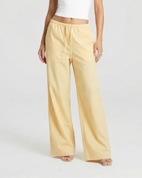 Jemima | Elasticated Drawstring Pocket Wide-Leg Linen Trousers