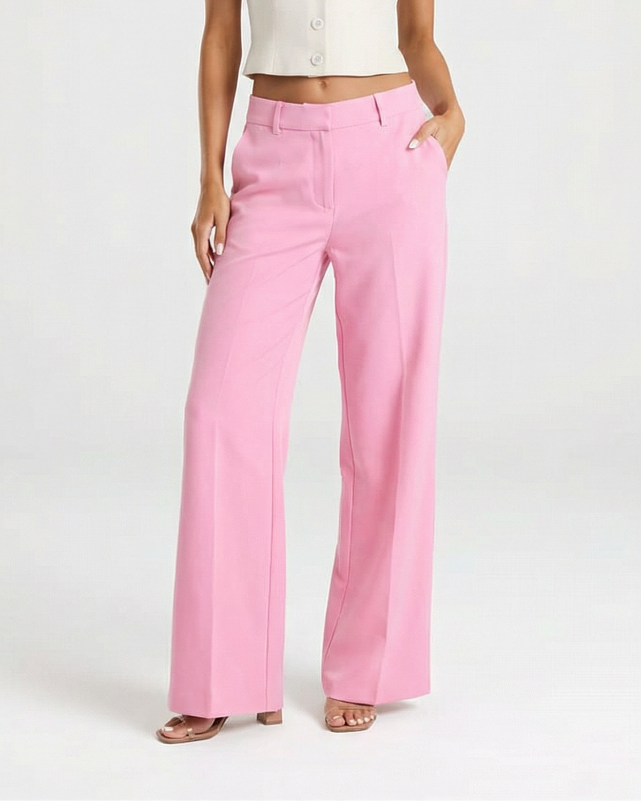Florence | High-Waist Pressed Crease Wide-Leg Tailored Trousers
