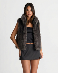 Felicity | Cropped Faux Fur Sleeveless Vest