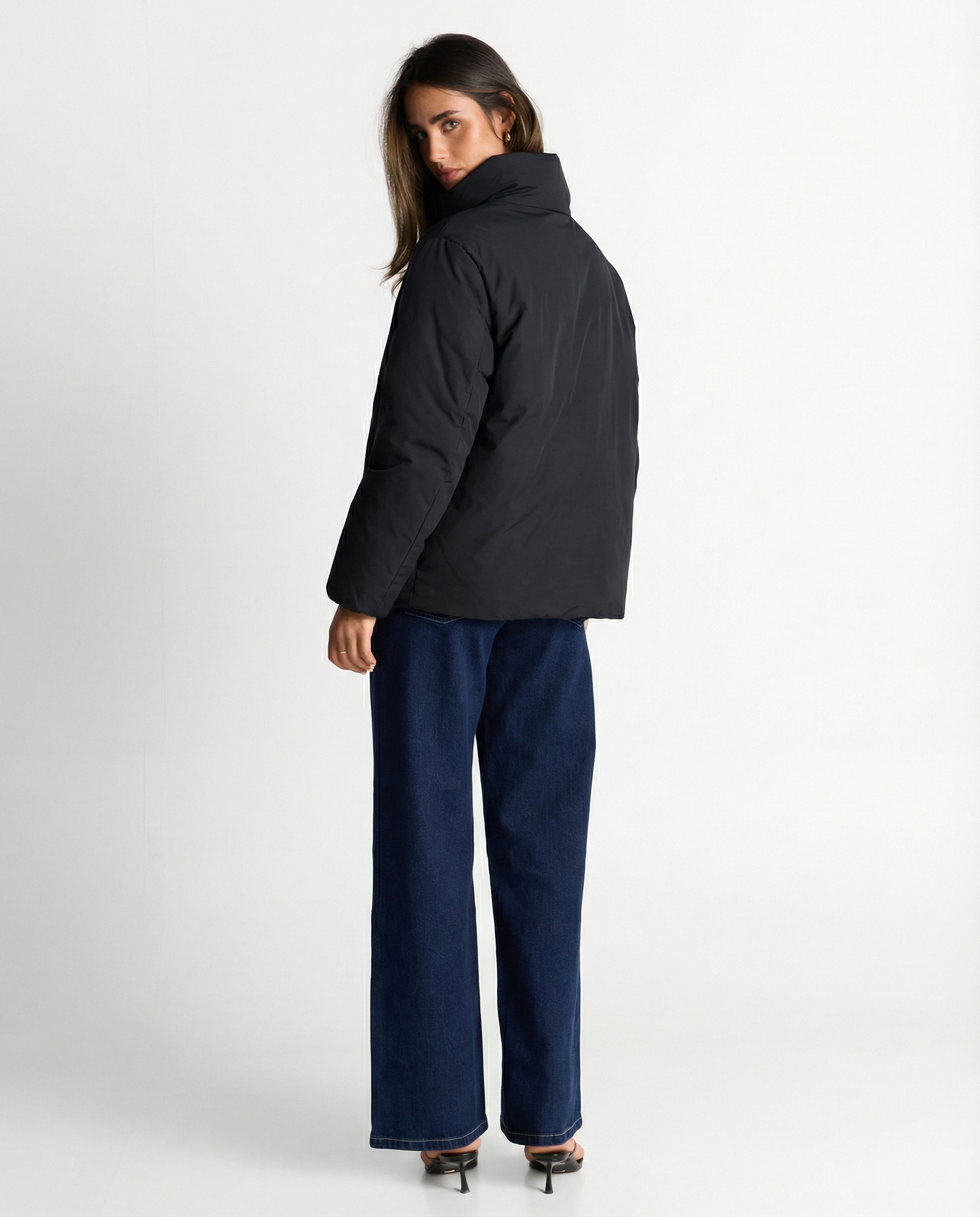 Maeve | Winter Puffer Jacket Black Oversized High Neck Quilted