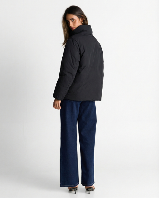 Maeve | Winter Puffer Jacket Black Oversized High Neck Quilted