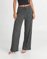 Saffron | Stripe Elasticated Drawstring Wide-Leg Jersey Trousers