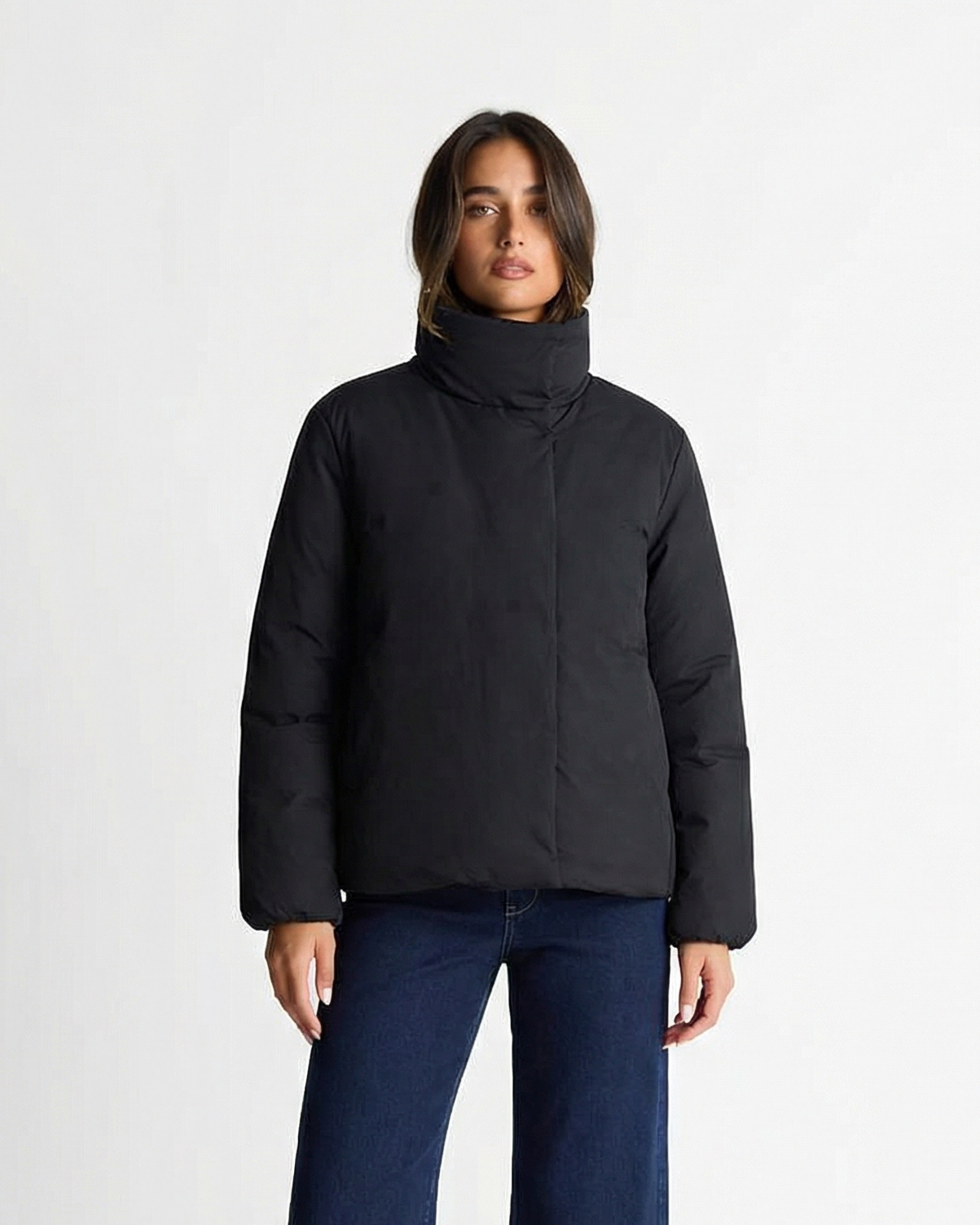 Maeve | Winter Puffer Jacket Black Oversized High Neck Quilted