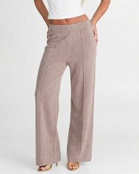 Tabitha | Ribbed Waist Vertical Seam Knitted Wide-Leg Trousers